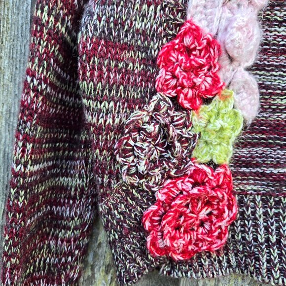 Y2K Shrug Cardigan Womens S Crochet flowers Fairy Cottage Grunge Boho Rave - Picture 2 of 8